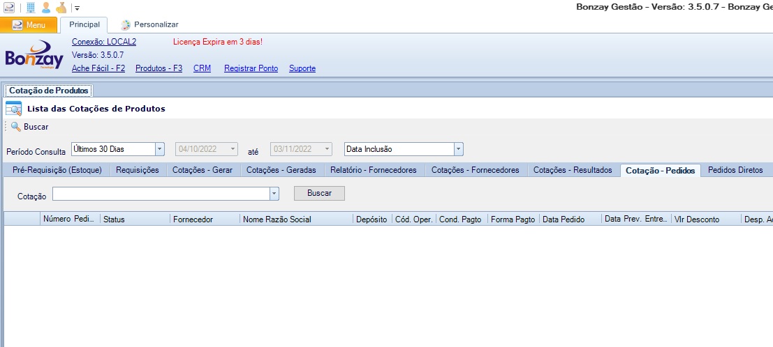 Tela Cotações de Produtos Aba Cotação - Pedidos.jpg