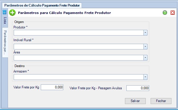 Parâmetro de Cálculo Pagamento Frete Produtor Cadastro.jpg