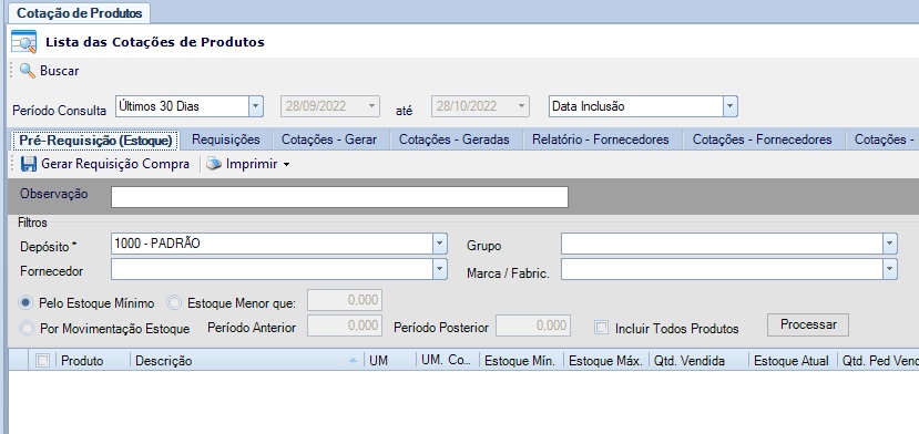 Tela Cotações de Produtos Aba Pré-Requisição(Estoque).jpg