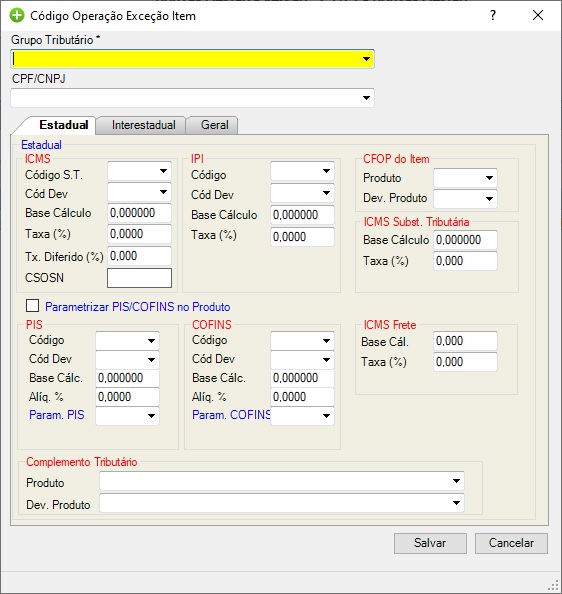 Tela de parametrização tributária estadual Exceçao CNPJ.jpg